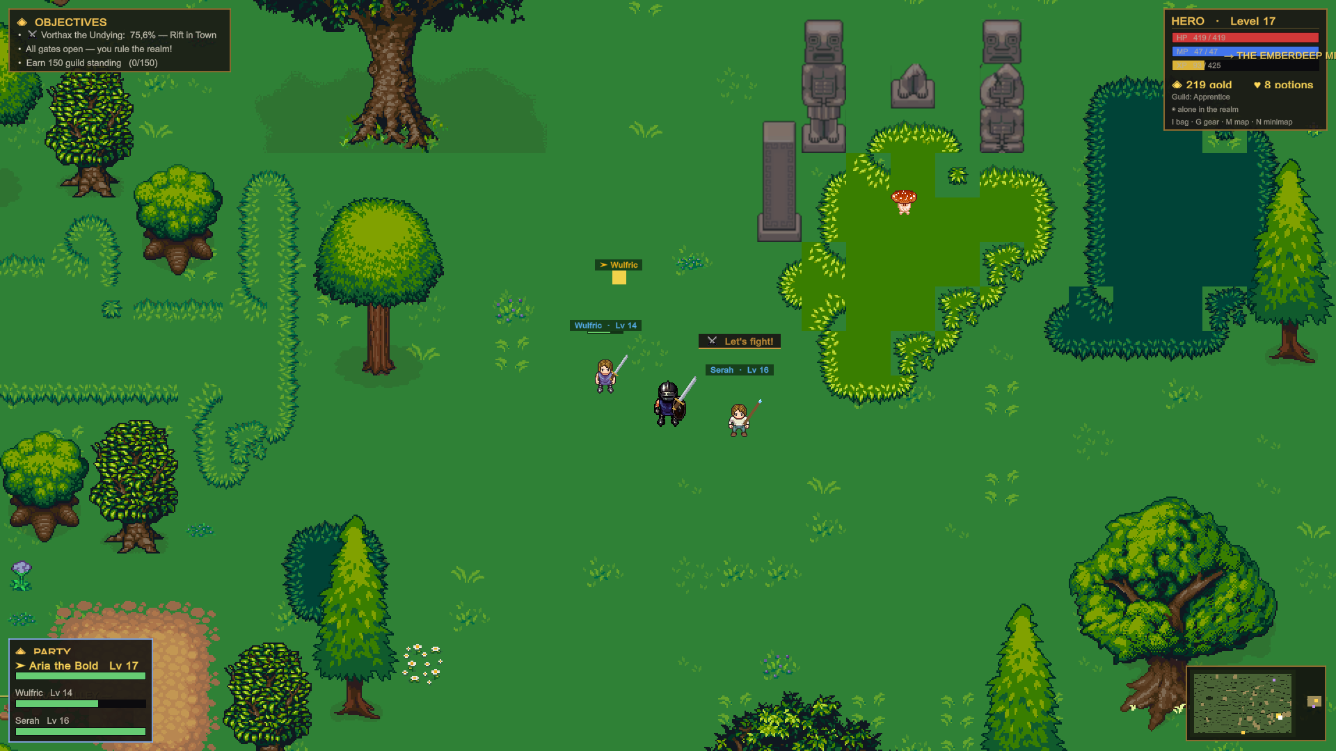 A party adventuring together in the shared world